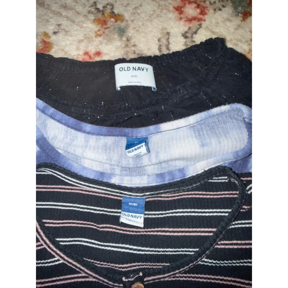 Old Navy Girls Size M 8 Top Bundle Tie Dye Ribbed Striped Button Front 3pc Set